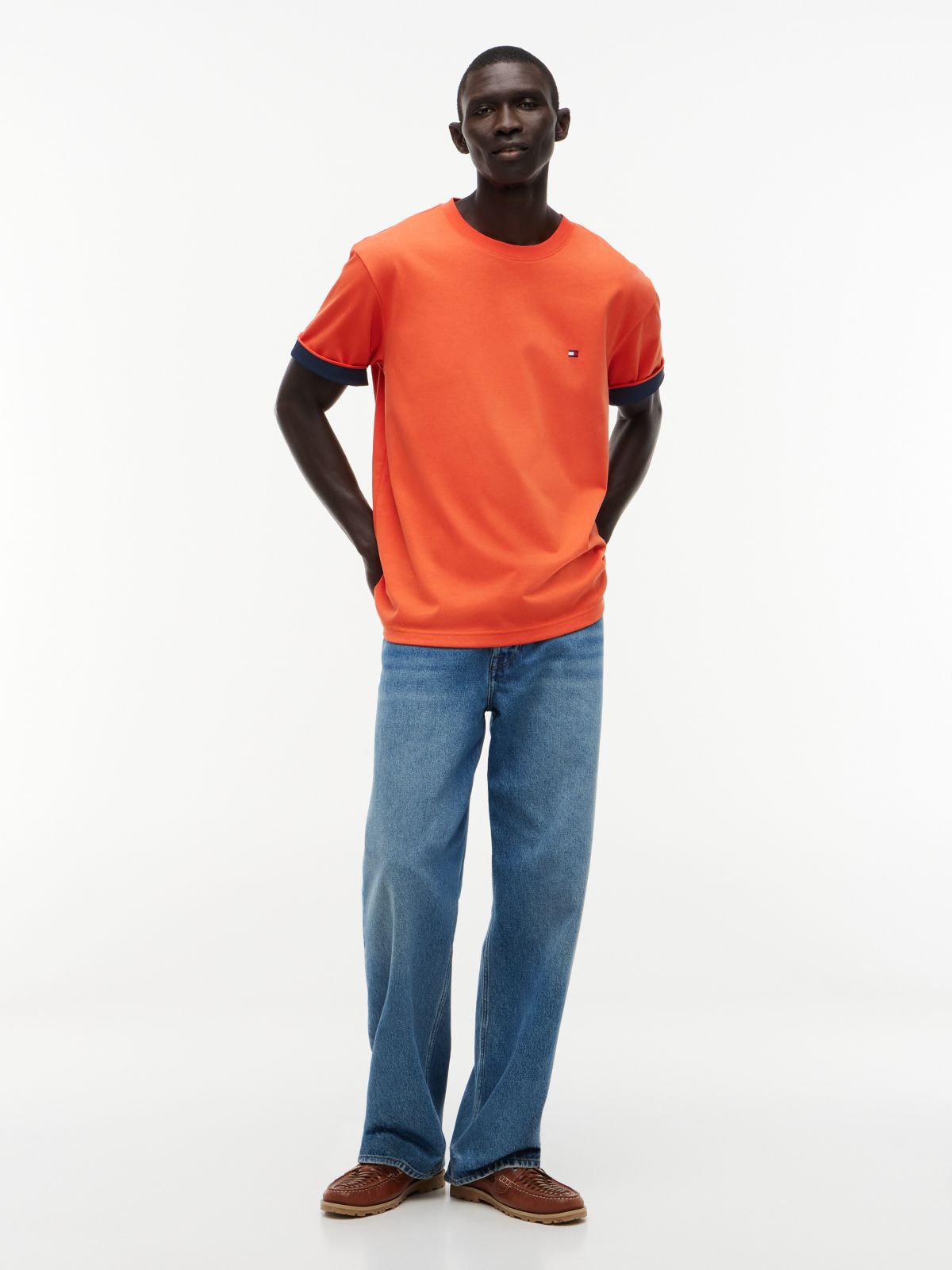 Marina Club Logo Cuffed T-Shirt — Brilliant Orange