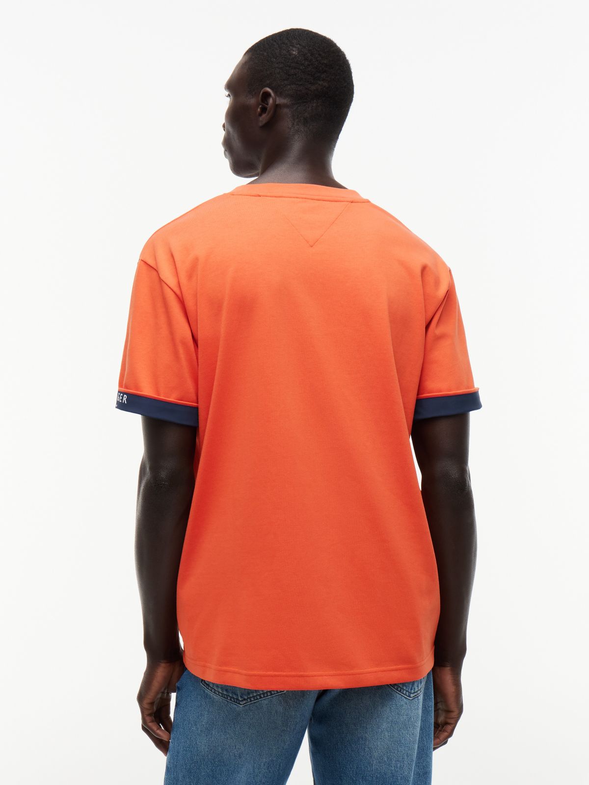 Marina Club Logo Cuffed T-Shirt — Brilliant Orange
