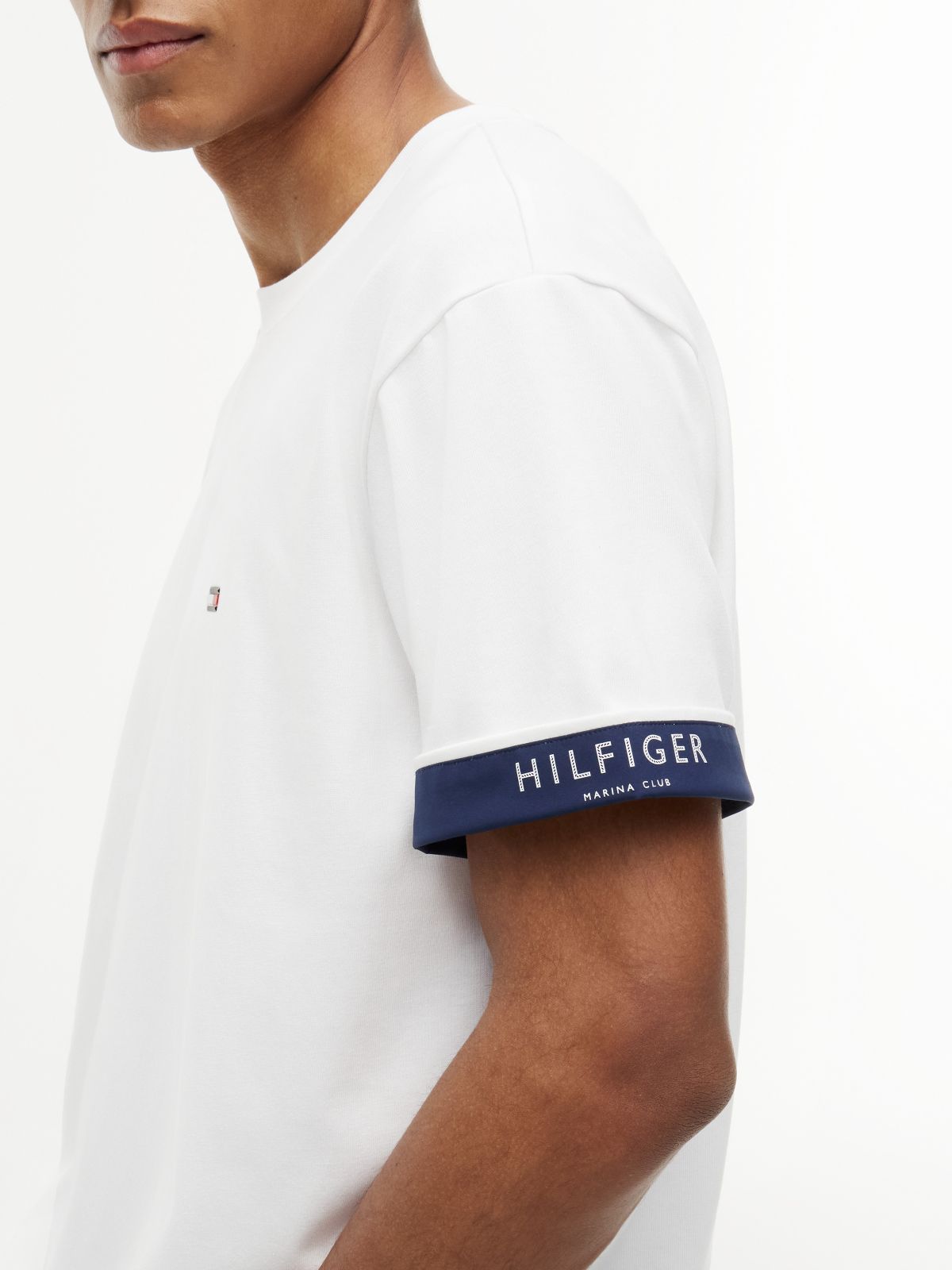 Marina Club Logo Cuffed T-Shirt — White