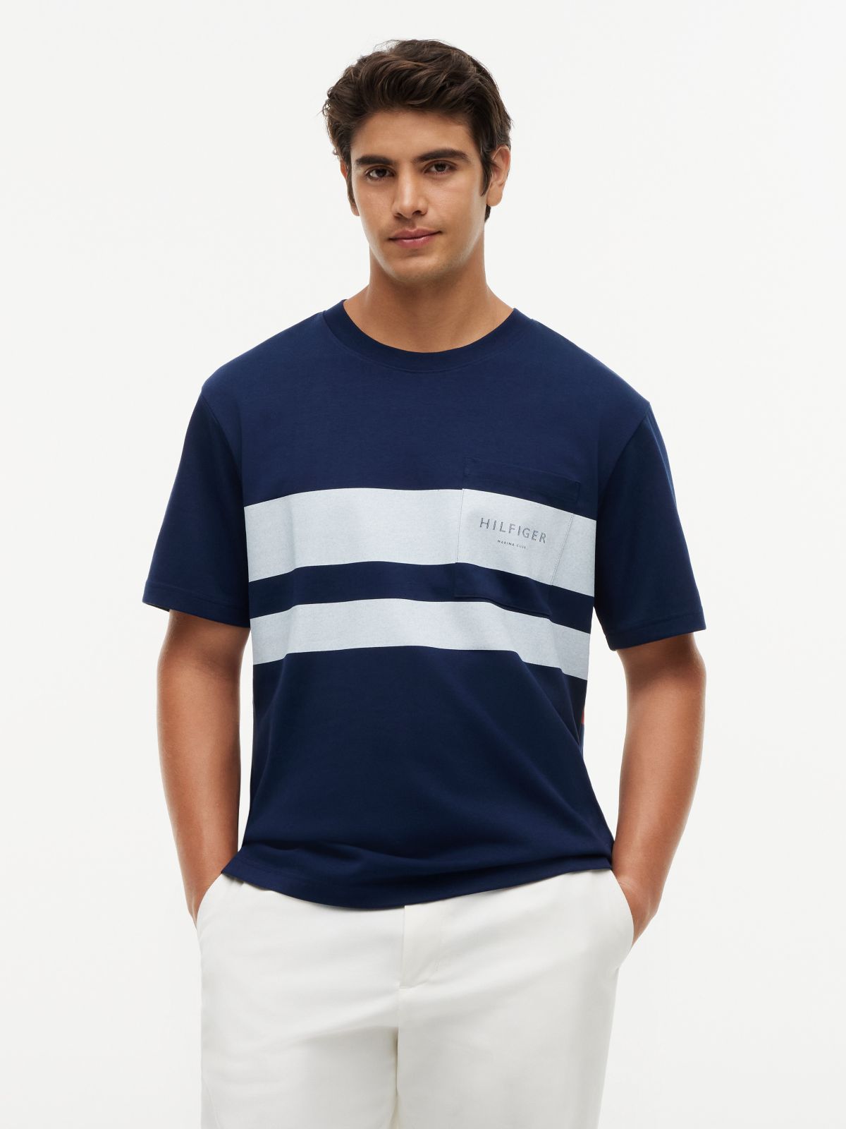 Marina Club Logo Pocket T-Shirt — Light Navy