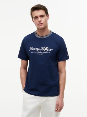 Nautical Script Logo Striped T-Shirt, Carbon Navy
