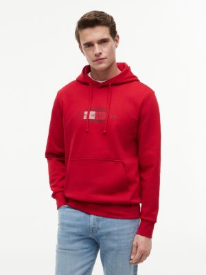 Script Flag Logo Hoodie, Medium Red