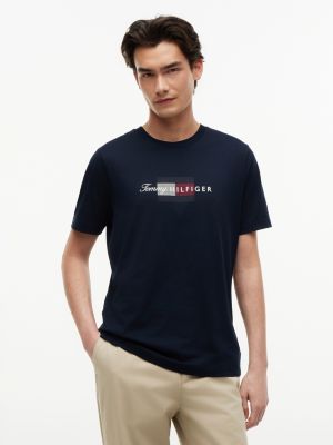 Tommy Script Flag Logo T-Shirt, Navy