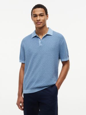 Relaxed Fit Garment-Dyed Sweater Polo, Brisk Blue