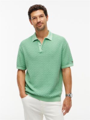 Relaxed Fit Garment-Dyed Sweater Polo, Cut Grass