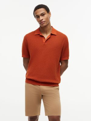 Relaxed Fit Garment-Dyed Sweater Polo, Rusty Ochre