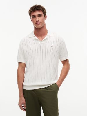 Relaxed Fit Pointelle Sweater Polo, Ivory Petal