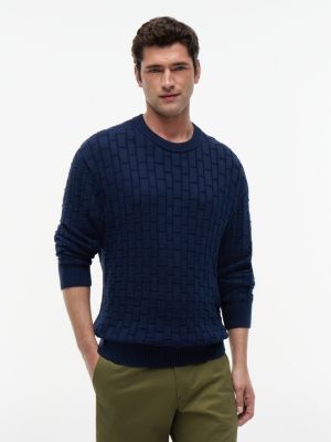 Relaxed Fit Crewneck Sweater, Light Navy