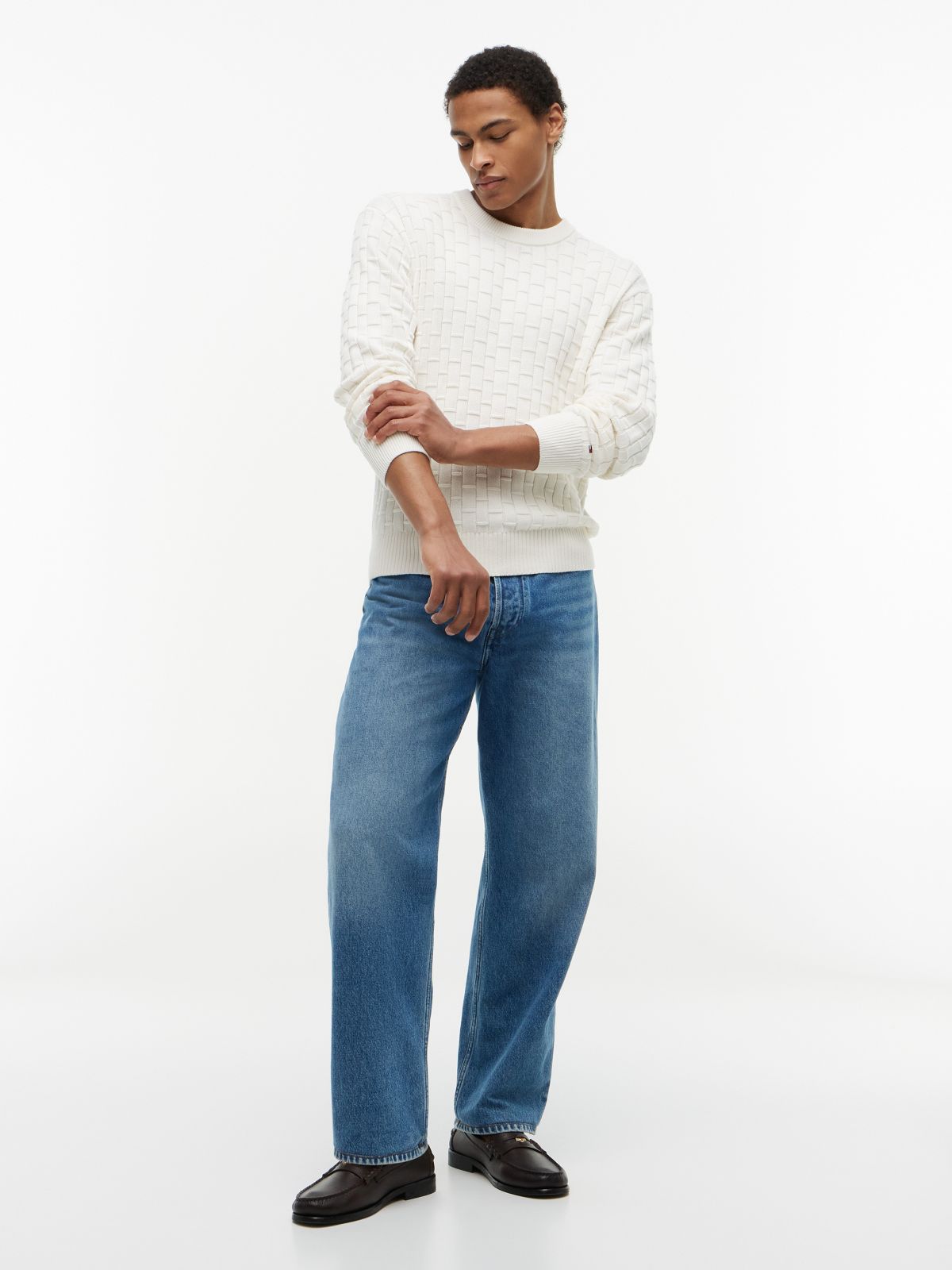 Relaxed Fit Crewneck Sweater — Ivory Petal