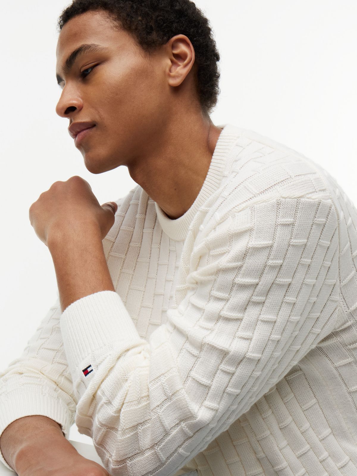 Relaxed Fit Crewneck Sweater — Ivory Petal