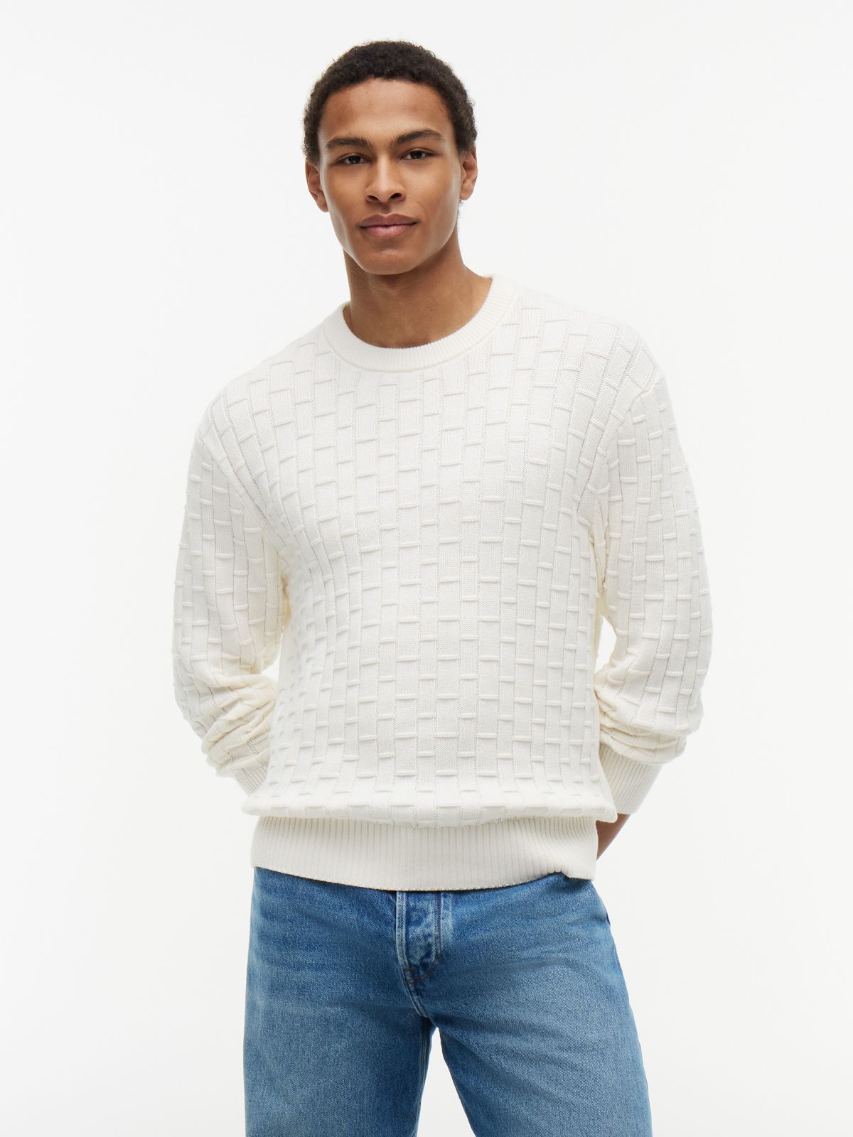 Relaxed Fit Crewneck Sweater — Ivory Petal