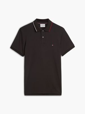 Мужское поло Tommy Hilfiger Slim Fit Smooth Cotton Polo, цвет: Чёрный — фото 5
