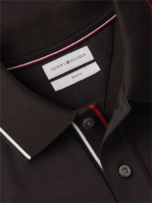 Мужское поло Tommy Hilfiger Slim Fit Smooth Cotton Polo, цвет: Чёрный — фото 6