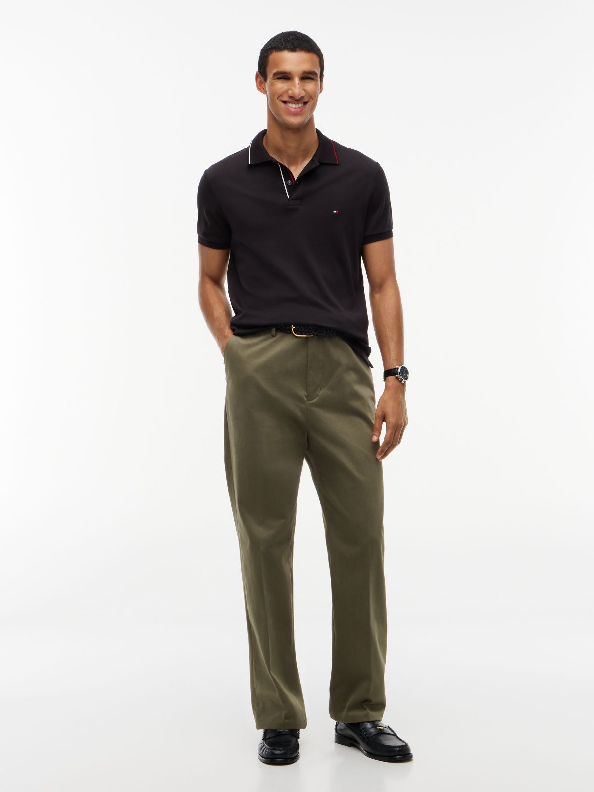 Slim Fit Smooth Cotton Polo — Black