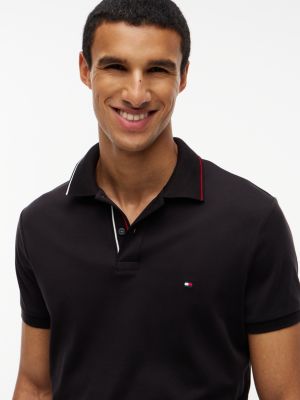 Мужское поло Tommy Hilfiger Slim Fit Smooth Cotton Polo, цвет: Чёрный — фото 3
