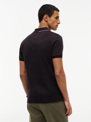 Мужское поло Tommy Hilfiger Slim Fit Smooth Cotton Polo, цвет: Чёрный — фото 4