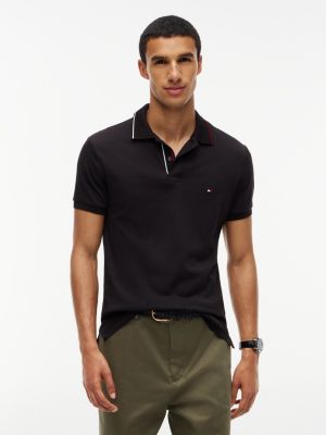 Slim Fit Smooth Cotton Polo, Black