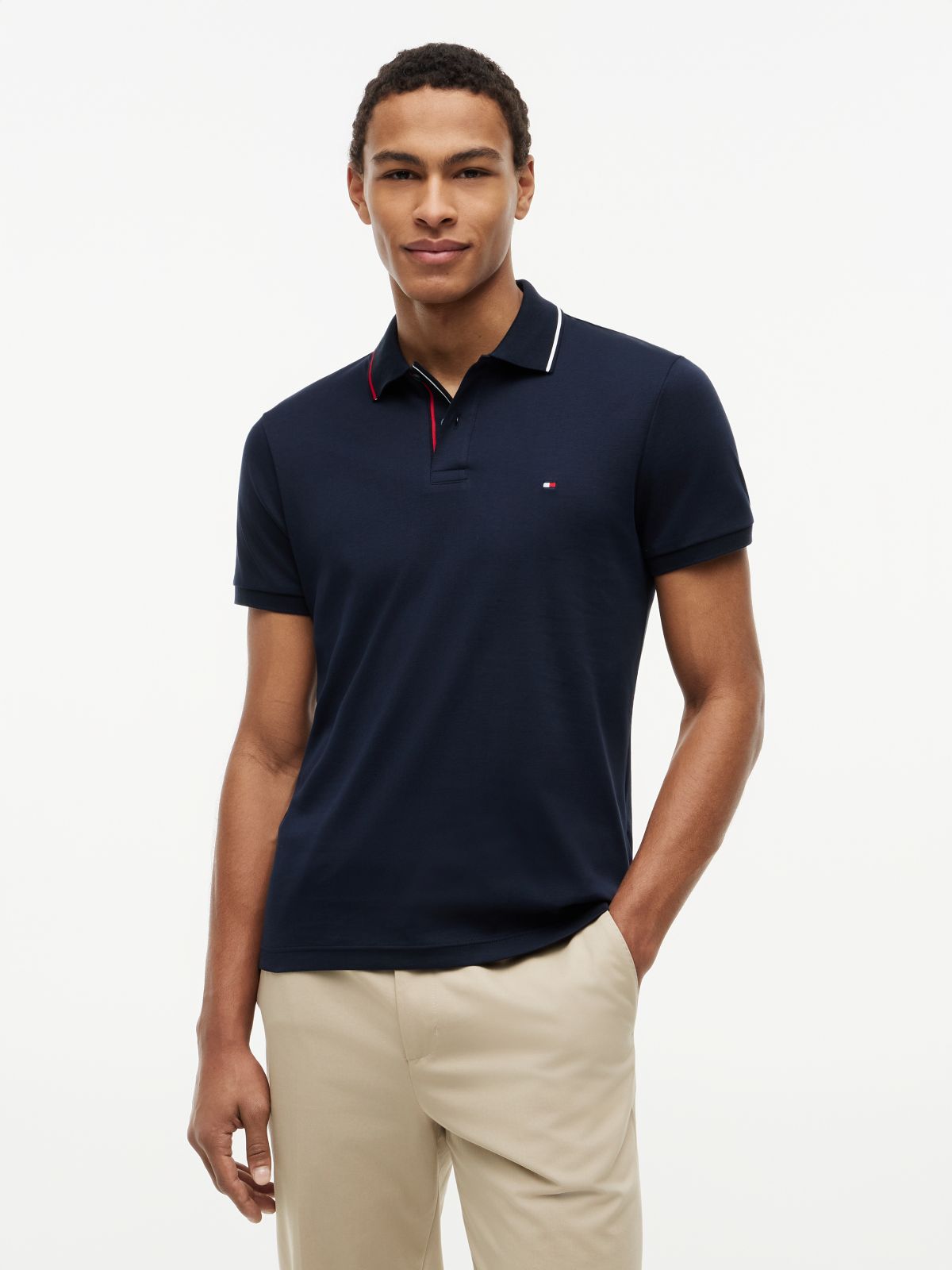 Slim Fit Smooth Cotton Polo — Navy Blue
