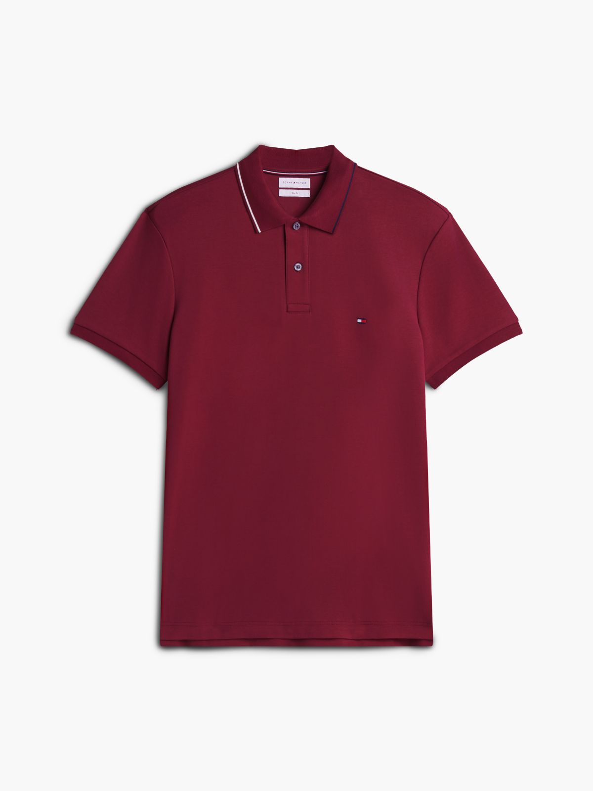 Slim Fit Smooth Cotton Polo — Burgundy