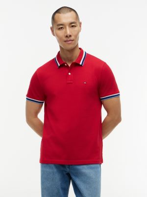 Regular Fit Tipped Polo, Medium Red