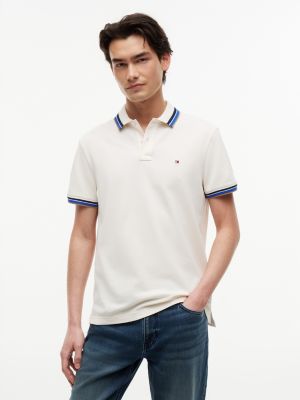 Regular Fit Tipped Polo, Ivory Petal