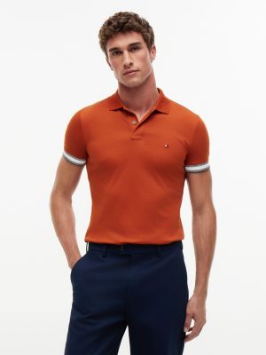 Slim Fit Smooth Cotton Polo, Rusty Ochre