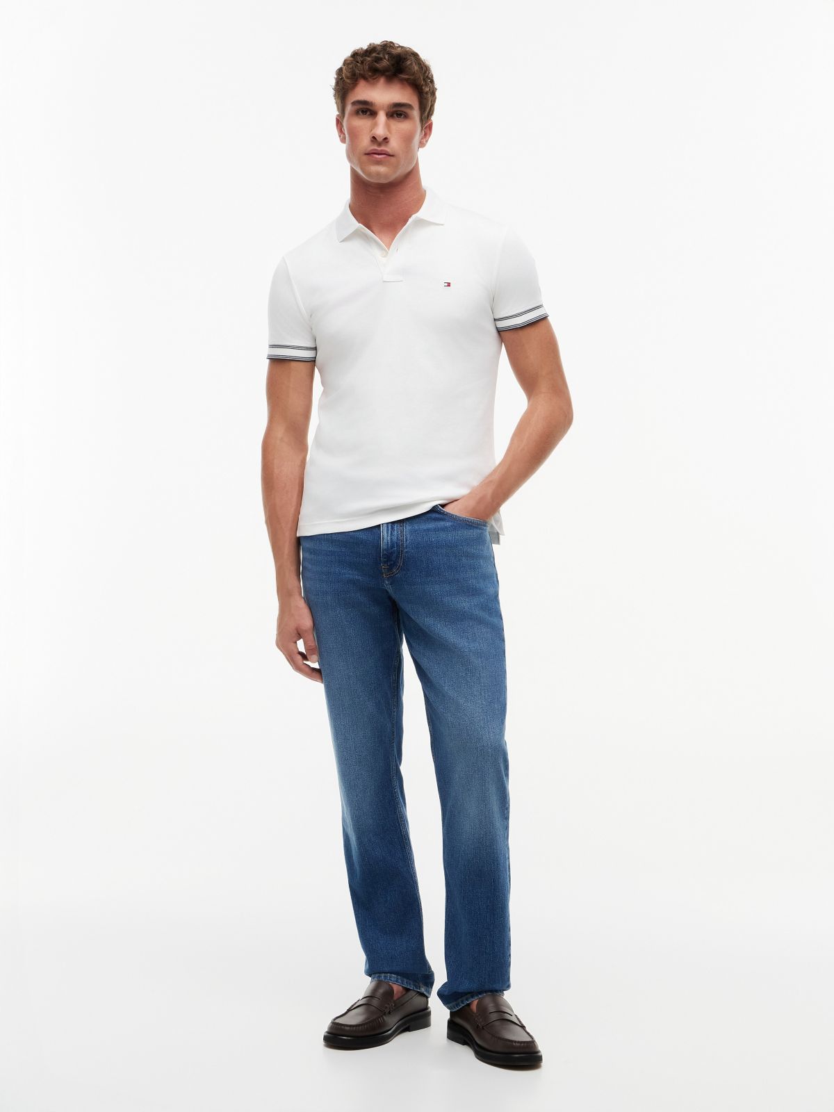 Slim Fit Smooth Cotton Polo — White
