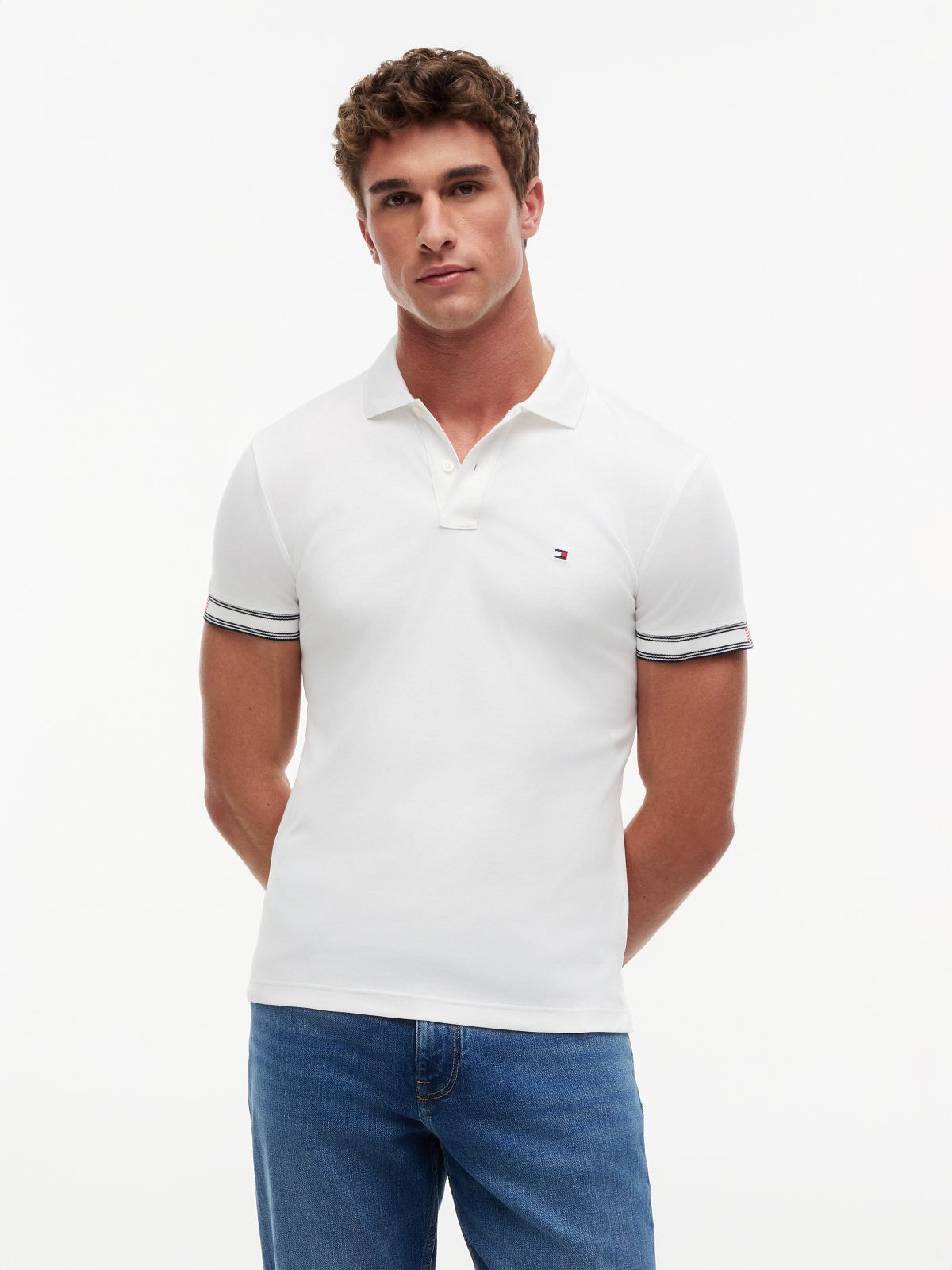 Slim Fit Smooth Cotton Polo — White