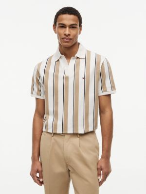 Classic Fit Open Placket Crepe Polo, Ivory Petal