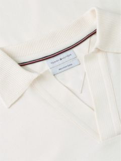 Classic Fit Open Placket Crepe Polo — Ivory Petal 6