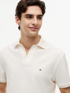 Classic Fit Open Placket Crepe Polo — Ivory Petal 3