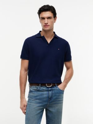 Regular Fit Open Placket Polo, Light Navy