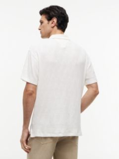 Classic Fit Textured Jacquard Polo — Ivory Petal 4