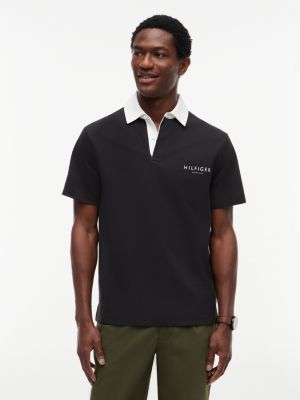 Classic Fit Wicking Rugby Polo, Black