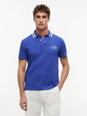 Regular Fit Tipped Jersey Polo, Pigment Blue