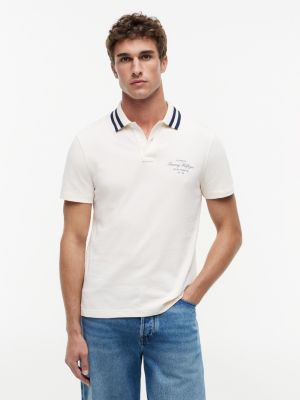 Regular Fit Tipped Jersey Polo, Ivory Petal