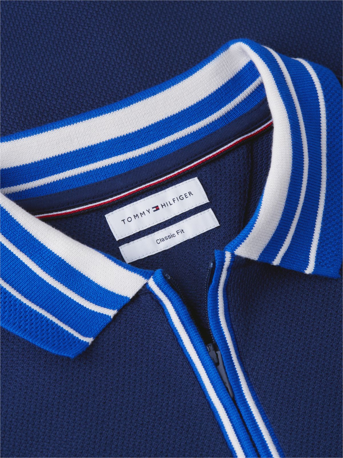 Classic Fit Quarter-Zip Polo — Light Navy