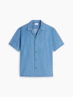 Classic Fit Lightweight Denim Camp Shirt — Light Wash Denim 5