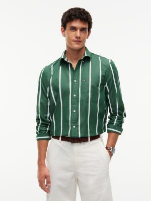 Regular Fit Striped Shirt, Street Green Stripe