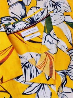 Regular Fit Floral Linen Camp Shirt — Orange Flash 6