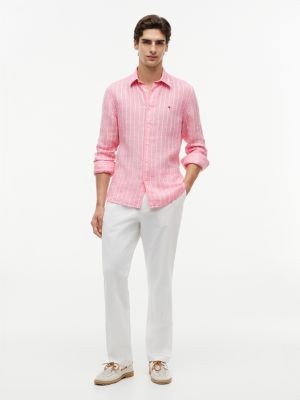 Мужские рубашки Tommy Hilfiger Regular Fit Striped Linen Shirt — фото 2