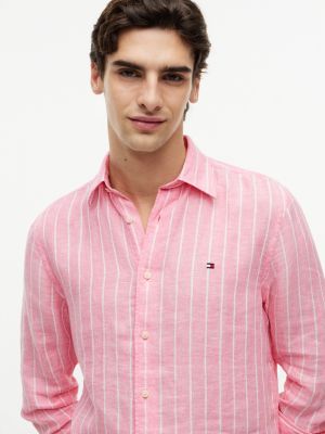 Мужские рубашки Tommy Hilfiger Regular Fit Striped Linen Shirt — фото 3