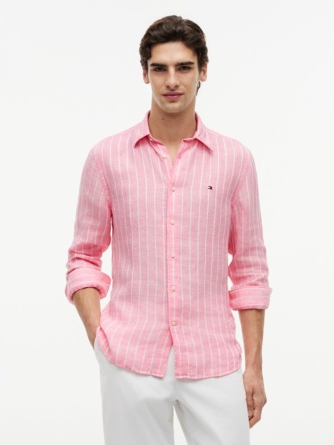 Мужские рубашки Tommy Hilfiger Regular Fit Striped Linen Shirt