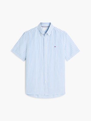 Мужские рубашки Tommy Hilfiger Regular Fit Striped Cotton-Linen Shirt — фото 5