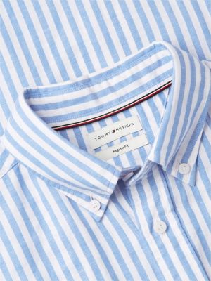 Мужские рубашки Tommy Hilfiger Regular Fit Striped Cotton-Linen Shirt — фото 6