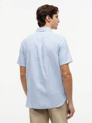 Мужские рубашки Tommy Hilfiger Regular Fit Striped Cotton-Linen Shirt — фото 4