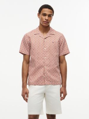 Regular Fit Solar Print Camp Shirt, Rusty Ochre