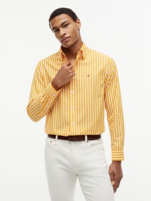 Regular Fit Striped Shirt, Orange Flash/White Stripe