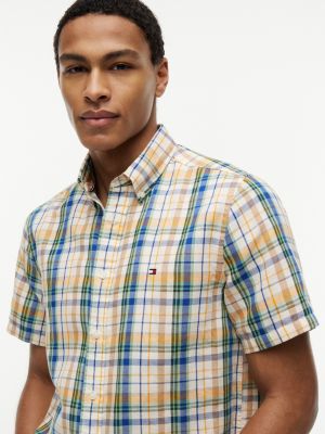 Мужские рубашки Tommy Hilfiger Classic Fit Cotton-Linen Madras Shirt — фото 3