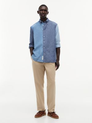 Мужские рубашки Tommy Hilfiger Classic Fit Colorblock Chambray Shirt — фото 2